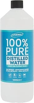 Lucemill 1 Litre (1L) Distilled Water | 100% Pure & Mineral-Free | For CPAP Machines, Medical Devices, Steam Cleaners & Irons | UK Bottled