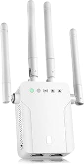 WiFi Extender,WiFi Extender Signal Booster,WiFi Booster 1200Mbps WiFi 2.4&5GHz Dual Band(10800sq.ft), WiFi Signal Strong Penetrability 35 Devices 1-Tap Setup,360° Full Coverage with Ethernet Port