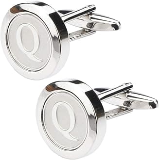 Dannyshi Men's Classic Stainless Steel Initial Cufflinks 26 Letters Business Wedding Shirts A-Z
