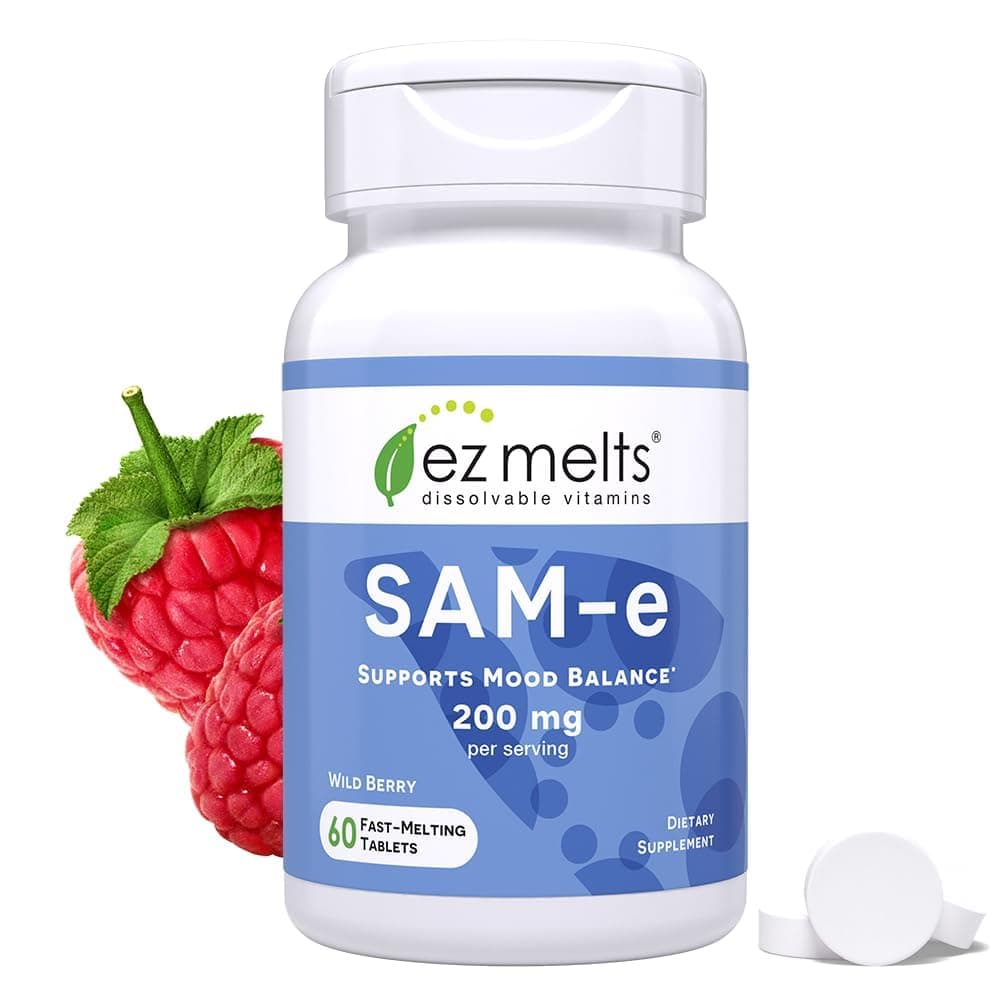 EZ Melts Dissolvable SAM-e Supplement 200 mg, Sugar-Free, 1-Month Supply - 1 Pack