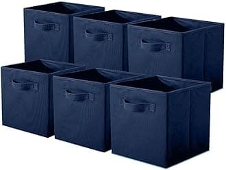 ShellKingdom Storage Bins, Foldable Fabric Storage Cubes and Cloth Storage Organizer Drawer for Closet and Toys Storage,6 Pack（Dark Blue）