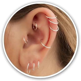 Gold Hoop Earrings Silver Hoop Earrings - Hoop Earrings For Women Two Pcs Of Thin Gold Filled Sterling Silver Hoops, Helix Hoop, Tragus Ring, Cartilage Hoop