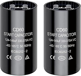- 124-149 uf/MFD CD60 Round Start Capacitor ±20% 50/60 Hz 330-375 VAC Round Motor Well Pump Start Capacitor (124-149 uf/MFD, 2)
