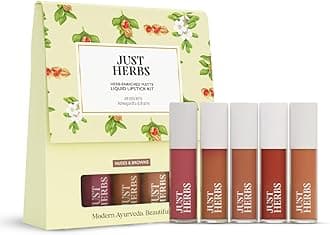 Just Herbs Herb Enriched Matte Liquid Lipstick | Set of 5 | Liquid Lipstick for Women | Nudes & Browns Shade | Hydrating & Lightweight | Ashwagandha & Brahmi - 1ml x 5u