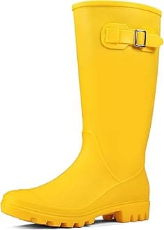 DKSUKOWomen's Tall Rain Boots Garden Boots Waterproof Wellington Rubber Boots
