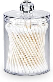 Cotton Swab Storage Dispenser - Clear Cotton Ball & Earbud Holder Storage Box, Cosmetics Makeup Storage Holder Box for Women Organizer Container with Lid (Pack of 1)
