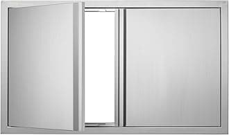 VEVOR BBQ Access Door, 36W x 21H Inch Double Outdoor Kitchen Door, Stainless Steel Flush Mount Door, Wall Vertical Door with Recessed Handles, for BBQ Island, Grilling Station, Outside Cabinet