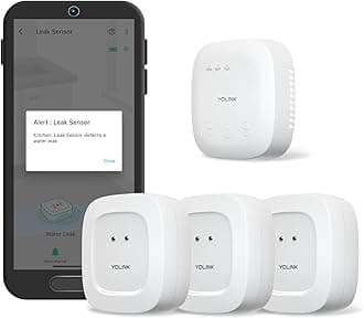 YoLinkSpeakerHub & Three Water Leak Sensors Starter Kit – Plays Tones/Sounds, Spoken Messages, LoRa-Powered ¼ Mile Range, App Alert, Emails, SMS/Text, IFTTT