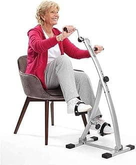 Folding Exercise Bike for Home – Dual Action Arms & Legs Trainer | Adjustable Resistance & Height | Compact, Portable Fitness Pedal Bike for Circulation, Mobility & Low-Impact Workout