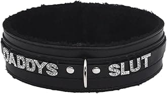 paloliWomen Pink Leather Choker Necklace, Punk Gothic Black Fluffy Name Letters Collar Leash Neck Jewelry