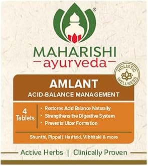 Maharishi Ayurveda Amlant-For Acidity,Heartburn,Gas & Bloating,Strengthens Digestive System,Helps In Reducing Acidity Recurrence,Quick Relief From Acidity,Clinically Proven, 4 Tablet