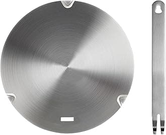Heat Conduction Plate for Gas Stove, Induction Cooktop Mat, Stainless Steel Induction Adapter Plate with Removal Handle, Coffee Milk Cookware Simmer Ring Plate Induction Hob Heat Cooking (8.7inch)