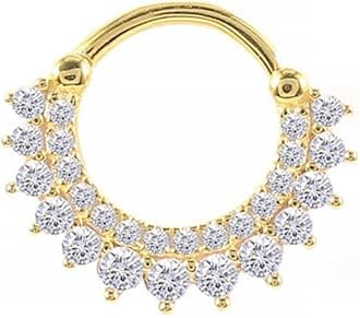 Nose Piercings 925, Double Hoop Rhinestone Nose Ring Cubic-Zirconia Sterling Silver Flower Cubic Zirconia 1MM for Women Man Jewelry Gifts