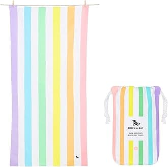 Dock & Bay Beach Towel - Quick Dry, Sand Free - Compact, Lightweight - 100% Recycled - Includes Bag - Summer - Unicorn Waves - Large (160x90cm, 63x35)