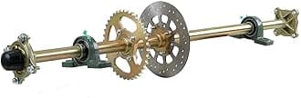 DENESTUS New 1120mm(44") Go Kart Live Rear Axle Complete Kit with Sprocket Brake Disc Pillow Block wheel hubs for DIY or ATV Quad Go Kart Golf Cart