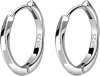 Men's Earring Hoop 925 Sterling Silver Hoop Earring for Men Round Huggie Silver Mens Hoops Earrings Ear Piercings (rotate)