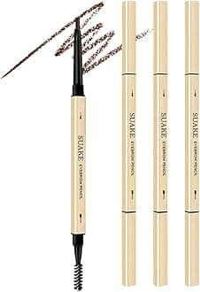 AMY'S DIARY 3pcs Eyebrow Pencil Retractable Definer, Dark Brown, Dual-Sided Brow Brush, Fine Tip, Shapes, Defines, Fills Brow Makeup Flapiz Para Cejasills (3#)