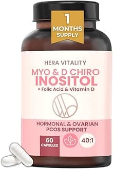 Myo-Inositol & D-Chiro Inositol Capsules for Women | 60 Capsules – 1 Month Supply | with Folic Acid & Vitamin D3 | Hormone Balance Support | High Strength Inositol Complex
