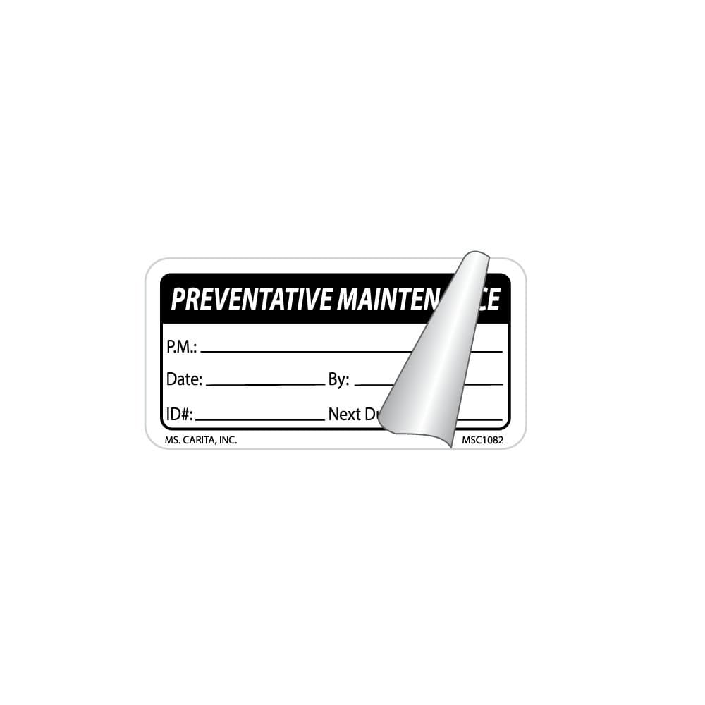 Self Laminating Preventative Maintenance Labels - 1 Inch x 2 Inch 500 per Roll