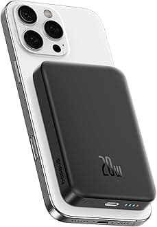 Baseus Magsafe Portable Charger for iPhone, 10,000mAh 20W Magnetic Power Bank, Fast Charging Wireless Battery Pack with 20W USB-C for iPhone 16/15/14/13/12 Series, 2025 Version, Black