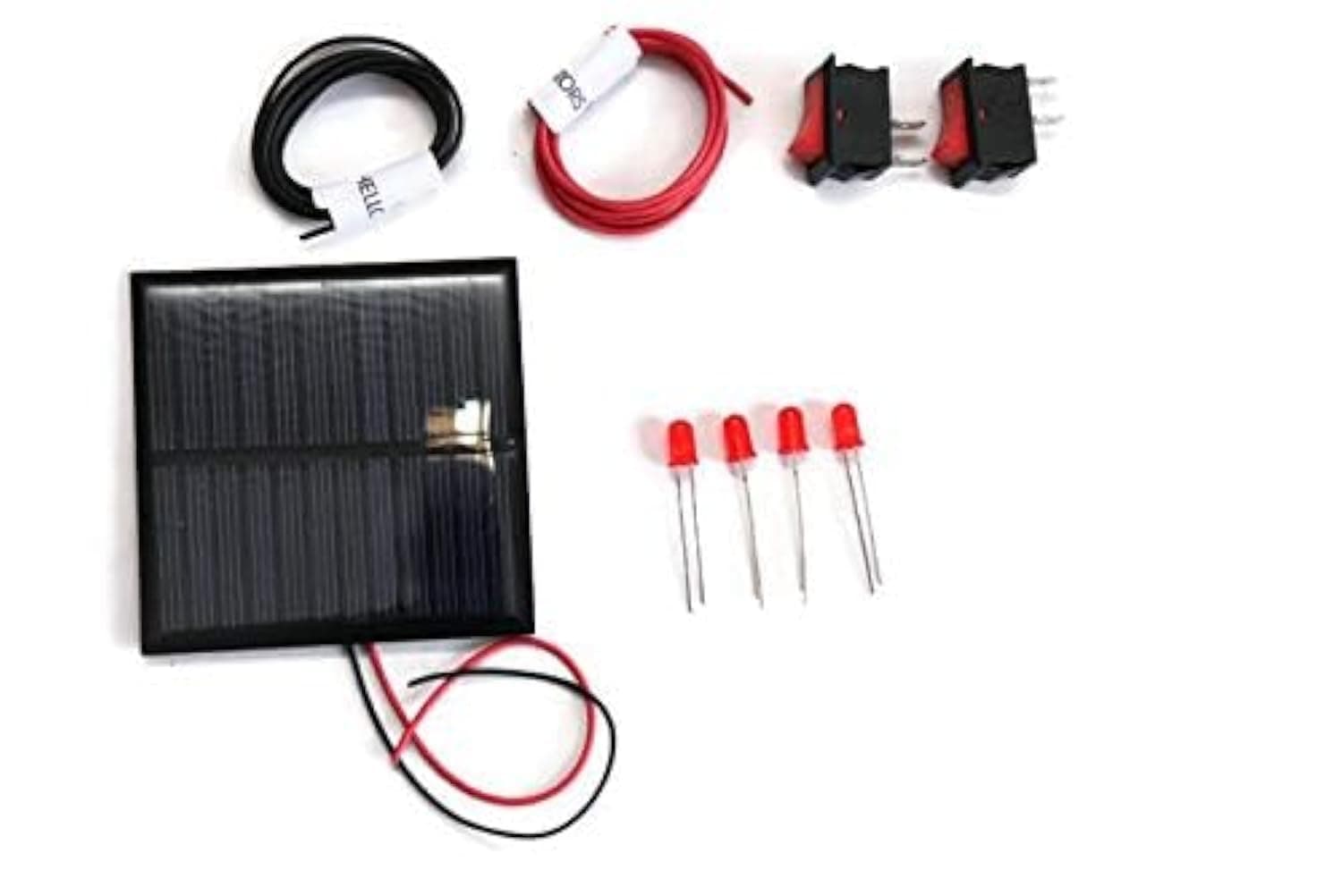 Electronic Spices Solar for DIY, Solar Panel 6v- 100 mah, 70mm*70mm*03mm, Solar Panel in Square Shape, 4 LEDs, 2 ON/Off Switch, 2 Meter Wire