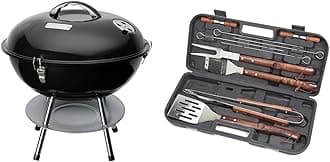 Cuisinart CCG-216 16" Portable Charcoal Grill and CGS-W13 13-Piece Wooden Handle Tool Set