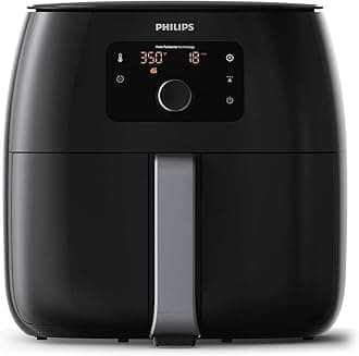 Philips Premium Airfryer XXL, Fat Removal Technology, 3lb/7qt, Rapid Air Technology, Digital Display, Keep Warm Mode, 5 Cooking Presets, HomeID App, Family Sized, Black (HD9650/96)