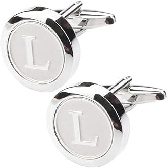DannyshiDannyshi Mens Classic Stainless Steel Initial Cufflinks 26 Alphabet Initial Letter Cufflinks Business Wedding Shirts A-Z