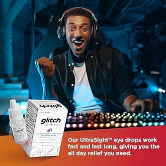 Glitch UltraSight Eye Drops for Dry Eyes 15mL - 4 in 1 Advanced Relief Dry Eye Drops - All Day Comfort with Hydration, Brightening, Cooling - Effectively Soothes Irritation & Dryness (3)