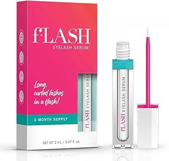 fLASH Eyelash Serum for Long, Curled Natural Lashes - Enhances & Strengthens, Safe & Effective Formula for Contact Wearers & Sensitive Eyes, 3 Month Supply - 2mL (0.07 Fl Oz)
