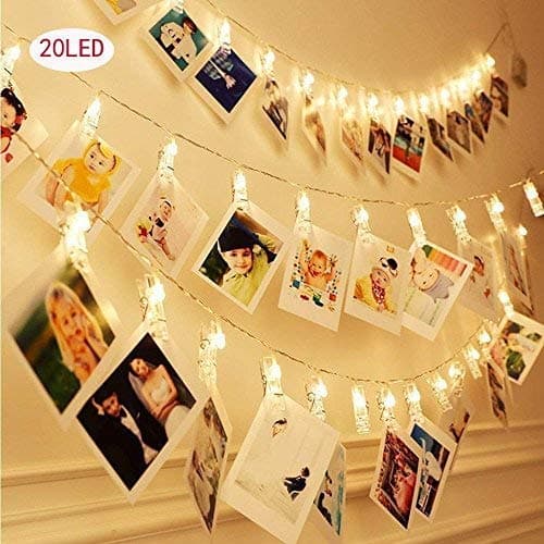 LED Photo String Lights 20 Clips Battery Powered Lights, Wedding Party Home Decor Lights for Hanging Photos, Cards and Artwork (8.2 Foot.) Warm White by Casabits Decor