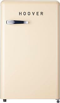 Hoover-123L Retro Style Single Door Refrigerator, Compact Free Standing Fridge with Freezer, Tempered Glass Shelves, Adjustable Thermostat, Eco-Friendly, 1 Year Warranty, Cream - HSD-K123-RW