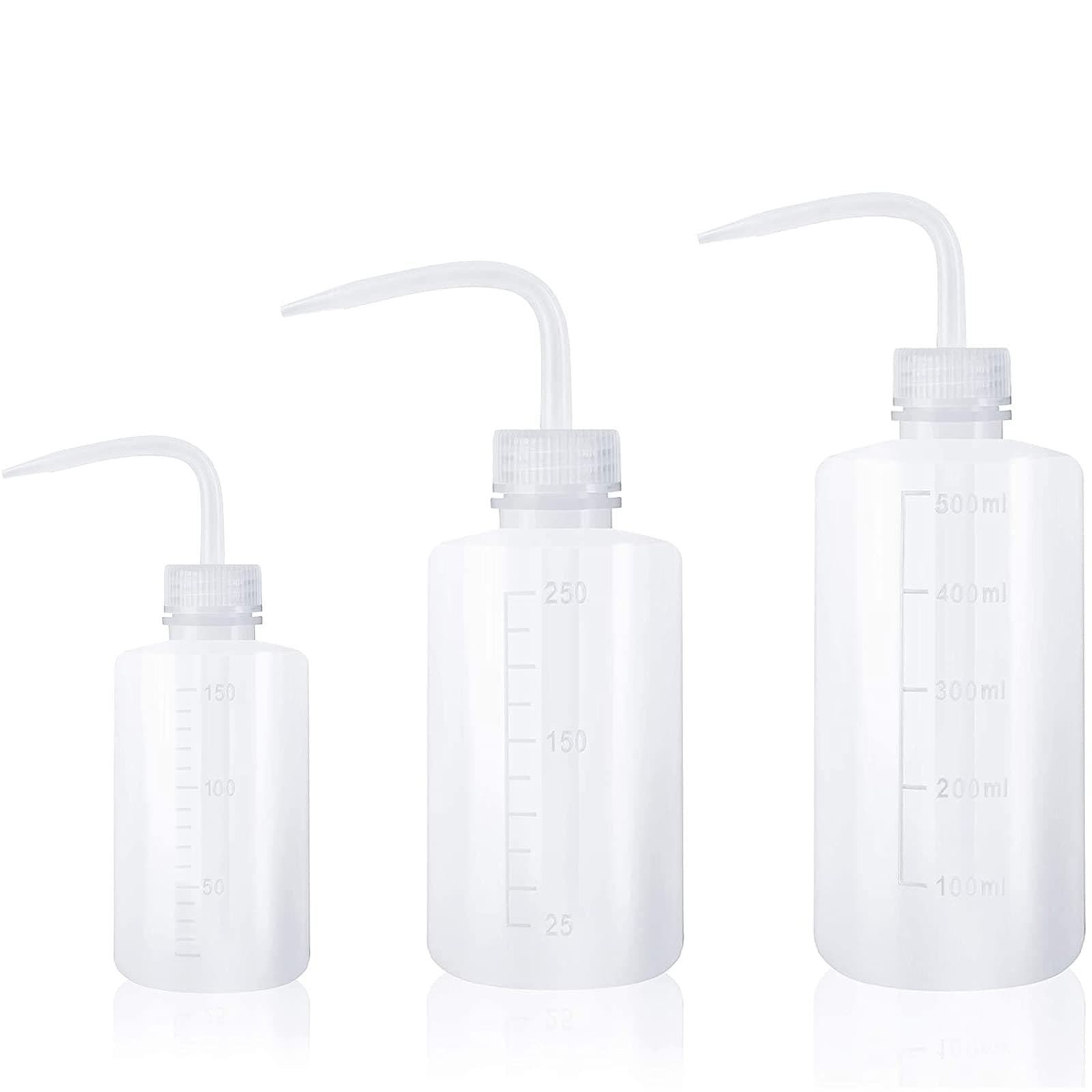 Squeeze Wash Bottle, 3 Pack Squeeze Bottles, Plastic Watering Bottle Tattoo Wash Bottle with Narrow Mouth, for Chemistry, Industry, Lab & Gardening, 500ml / 17oz, 250ml / 8.5oz, 150ml / 5.1oz