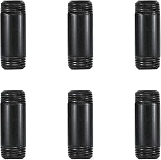 GeilSpace 6 Pack 1/2" × 2" Pre-Cut Black Metal Pipe, Industrial Steel Fits Standard Half Inch Black Threaded Pipes and Fittings - Vintage DIY Industrial Shelving (1/2" × 2")