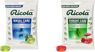 Max Cool Menthol Nasal & Swiss Cherry Throat Care Large Bags | Cough Suppressant Drops | Dual Action Liquid Center | Soothing Long-Lasting Relief - 34 Count (2 Pack)