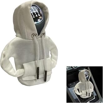 Car Gear Shift Cover, Fashionable Hoodie Car Shift Knob, Winter Warm Gear Shift Knob Cover Sweater Shirt,Auto Interior Accessories Shift Knob,Universal Car Accessories (White)