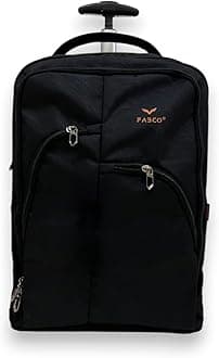 Travel Trolley Backpack with 3 Compartments & Telescopic Aluminium Handle | 2-Wheel Laptop Backpack for Men & Women in Black & Blue (Black)