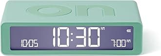 Lexon Flip Classic Digital Alarm Clock with Reversible On/Off Faces, Rechargeable bedside clock with LCD display, Touch Sensor for Snooze & Light function - Mint