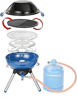 Campingaz Party Grill | Camping Stove and Grill | All-in-One Camping BBQ | portable barbecue with Griddle, Grid and Pan Support | runs off CV470 Gas Cartridge or R907 Cylinder,Party Grill 400 R