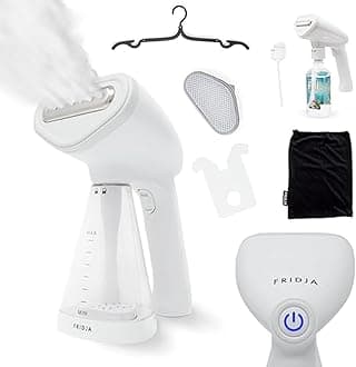 Fridja f10 Handheld Clothes Steamer - Upgraded 1500W Garment Steamer with Heated Panel and 30g/min Steam Output, 260ml Water Tank, Ready in 45 Seconds, for Home, Office & Travel, f10 Black
