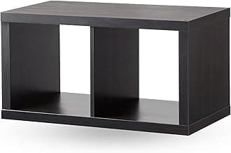 MAC KALLAX 2 Shelving Unit, 2 Cube Storage Unit, 2 Square Shelving Unit Large Storage Solution Perfect for Basket or Boxes, For Home, Office Furniture, Living Room, 77x42 CM (Black Brown)