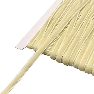 Chenkou Craft Beige 25 Yards 1/4" Velvet Ribbon Lots Bulk (Beige, 1/4"(6mm))