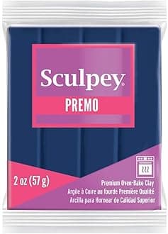 Sculpey Premo Polymer Oven-Bake Clay, Navy, Non Toxic, 2 oz. bar, Great for Jewelry Making, Holiday, DIY, Mixed Media and Home décor Projects. Premium Clay Great for clayers and Artists.