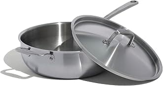 - Cookware | 5 Quart Stainless Steel Saucier Pan | 5 Ply Stainless Clad | Professional Cookware | Crafted in Italy | Induction Compatible