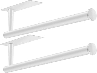 2nd Gen Paper Towel Holder Under Cabinet, [More Sturdy] Self Adhesive or Drilling Paper Towel Holder Wall Mount for Kitchen, RV, [Fit Mega Paper Towel Roll] SUS304 Stainless Steel(Pack of 2, White)