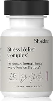 Stress Relief Complex - Calming Blend of L-theanine, Ashwagandha, Beta-sitosterol, and L-tyrosine - Promotes Relaxation without Drowsiness - 1 Caplet Daily - Adults Supplement - 30 Caplets