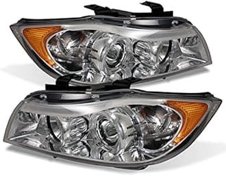 For BMW E90 3-Series 4 Doors Sedan Chrome Clear Halogen Type LED Ring Eye Lid Projector Headlights