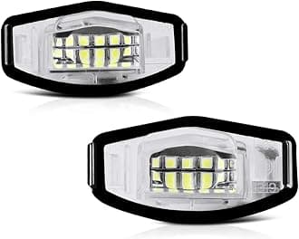 Full LED License Plate Light For Honda Accord Sedan Odyssey Pilot Civic & Acura MDX TSX TL ILX RDX RL - 6000K Diamond White, 2-Pieces Tag Lamp Assembly Replacement