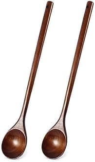 Wood Cooking spoon, 2PCS 13 inches Long Handle Spoons for Mixing,Tasting Stirring food, Large Wooden Cooking Utensils for Cooking and Crafts(Nanmu)