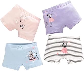 Girls Cotton Underwear Soft Boy Shorts Kids Boxer Briefs Panties(Pack of 5)